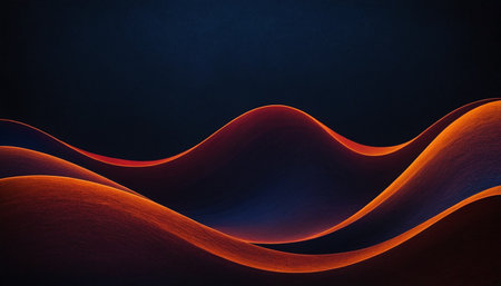 abstract background with wavy lines in dark blue and orange colorsの素材