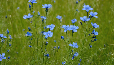 Flax (Linum usitatissimum) in bloomの素材