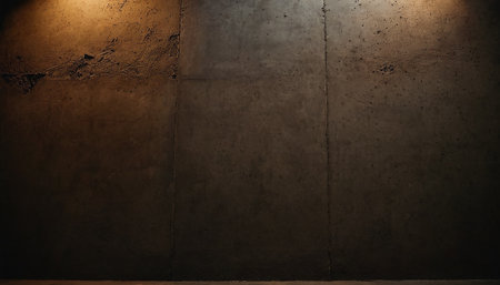 Grunge concrete wall texture background with spotlight and copy space.の素材