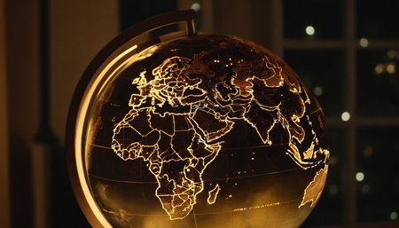 Globe of the world at night. Global business concept. Selective focus.の素材