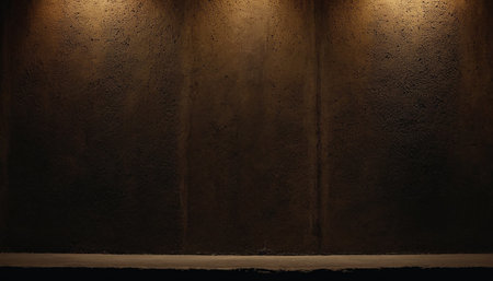 dark brown wall with spotlights in the corner. background for designの素材