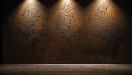 Grunge background with spotlights and concrete wall. 3d renderingの素材