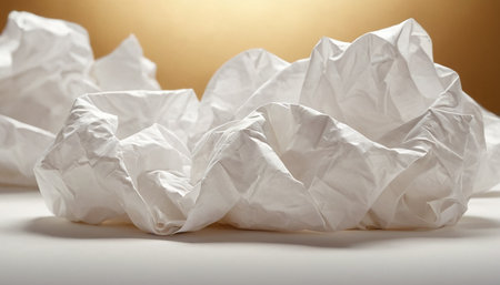 Crumpled paper ball on a white background. Close up.の素材