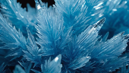 abstract blue background of ice crystals close-up, macro photoの素材