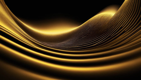 Abstract golden wavy background. 3d rendering, 3d illustration.の素材