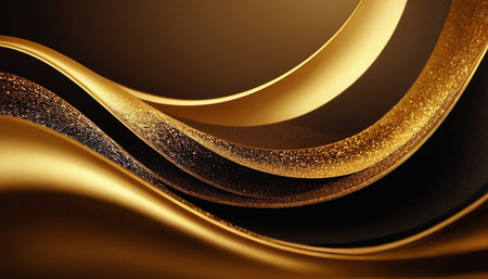 Golden wavy background. 3d rendering, 3d illustration.の素材