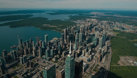 Aerial view of Chicago downtown in Illinois, United States of Americaの素材
