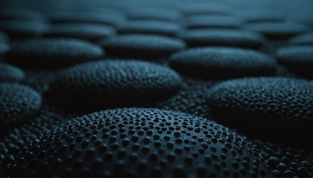 Close up of water drops on black background. 3D Renderingの素材