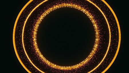 Neon circles abstract background, techno futuristic design, 3D renderingの素材