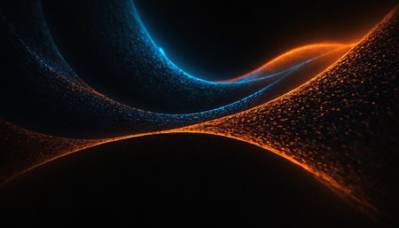 abstract dark background with a glowing abstract waves, 3d renderの素材