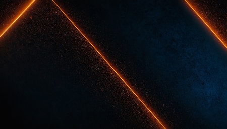 Neon lines on dark background with copy space. 3d renderingの素材