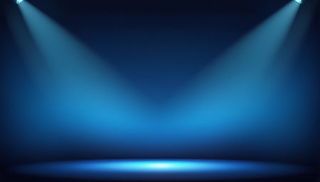 Blue stage with spotlights. Empty stage background. Vector illustration.の素材