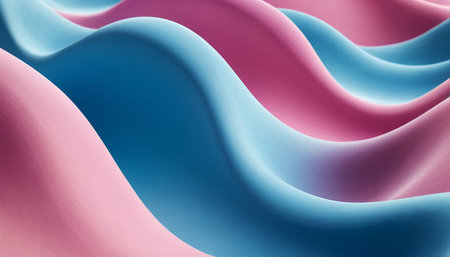 Abstract wavy background of blue and pink colors. 3d renderの素材