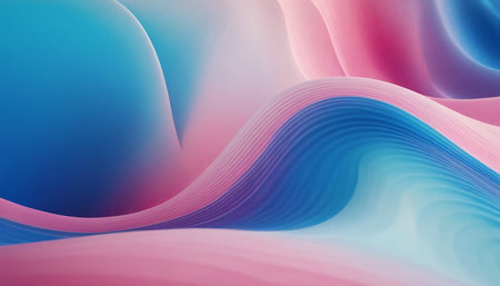abstract background with pink, blue and purple waves. 3d renderingの素材