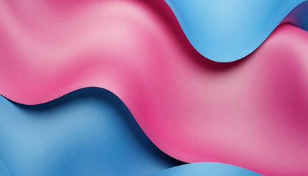 abstract background of wavy paper layers in blue and pink colorsの素材