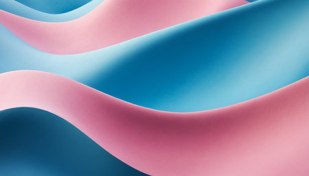 Abstract background of blue and pink wavy paper. 3d renderingの素材