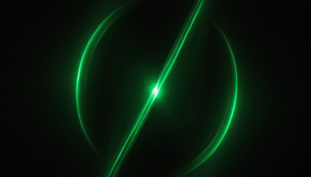 Abstract green light lines on black background. Vector illustration for your designの素材