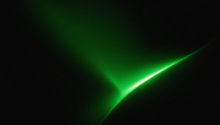 Neon lights on a black background. Green glowing energy lines.の素材