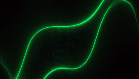 Glowing green neon lines on a dark background. 3d renderingの素材