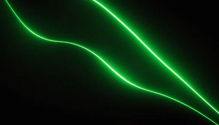 Green neon lines on a black background. Abstract background. 3d renderingの素材