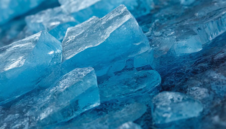 Blue ice cubes on a blue background. Macro. Close up.の素材