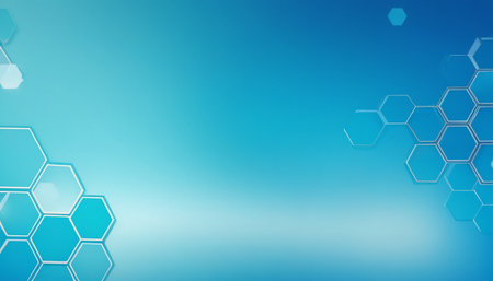abstract blue background with hexagons and copyspace for your textの素材