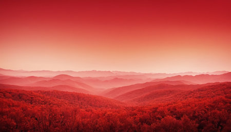 Colorful autumn landscape in the mountains. Red and orange colors.の素材