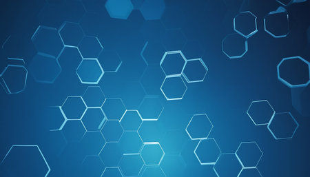 Abstract blue background with hexagons. 3d rendering, 3d illustration.の素材