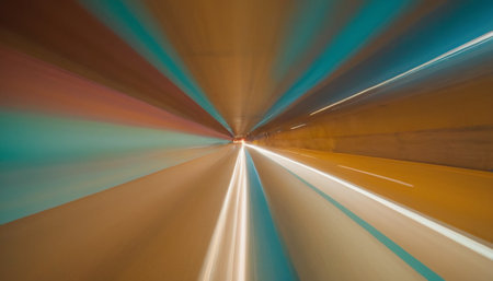 Abstract background of moving cars in a tunnel. Motion blur effect.の素材