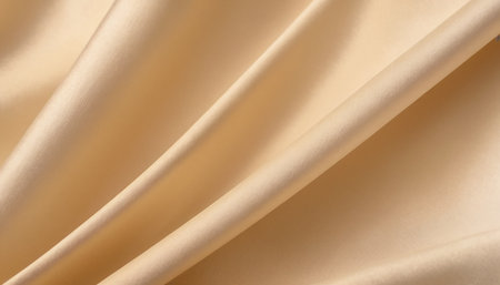 close up of beige satin fabric texture background. studio shotの素材