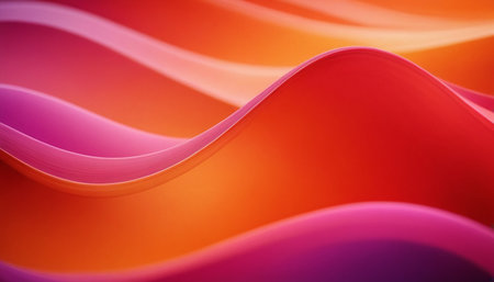 abstract background with smooth wavy lines in orange and purple colorsの素材