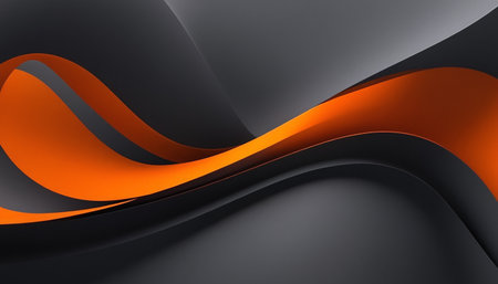 Abstract background with orange and black wavy lines. 3d render illustrationの素材