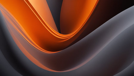 abstract background with orange and black curved lines. 3d renderの素材