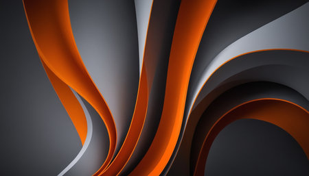 Abstract background with curved lines in orange and grey colors. 3d renderの素材