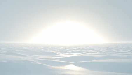 Winter landscape with snow and sun. 3d render. Computer generated image.の素材