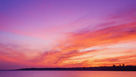 Beautiful sunset at the sea. Colorful sky at sunset.の素材