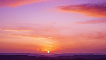 Sunset in the mountains. Colorful sunset in the mountains.の素材