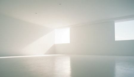 Empty white room with window. 3d rendering, 3d illustration.の素材