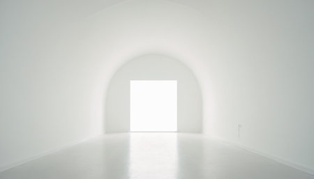 White empty room with open door and white wall. 3d renderingの素材