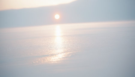 Sunset over Lake Baikal in winter, Siberia, Russiaの素材