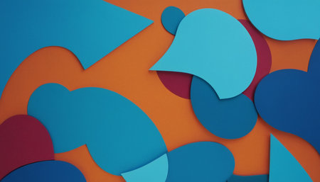Abstract background with paper cut shapes. 3d rendering, 3d illustration.の素材