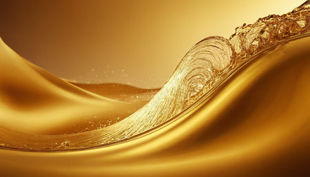 golden water background with some smooth lines in it (3d render)の素材