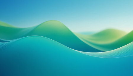 abstract blue and green background with smooth lines, 3d renderの素材