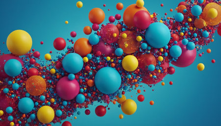 3d rendering of abstract background with colorful balls. 3d illustration.の素材