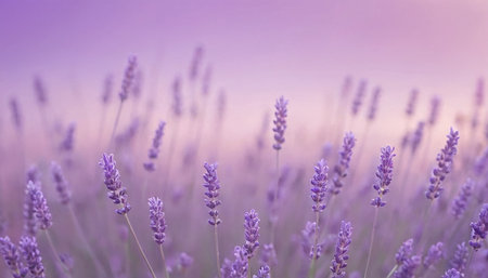 Lavender flowers in the field at sunset. Nature background.の素材