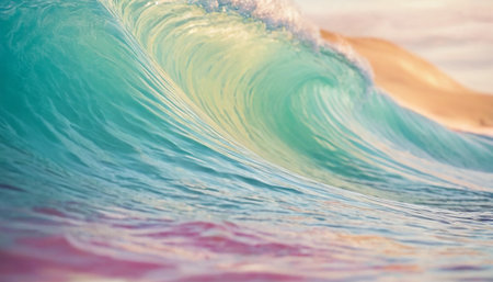 Surf wave in ocean. Blue and pink colors. 3d renderingの素材
