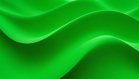 abstract green background with smooth wavy lines. 3d renderの素材