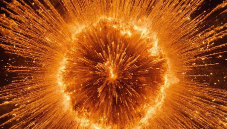 Explosion of sparks on a black background. The explosion of particles.の素材