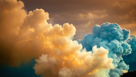 Colorful dramatic sky with cloud at sunset, nature abstract background.の素材