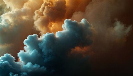 Dramatic sky with stormy clouds. Abstract nature background.の素材